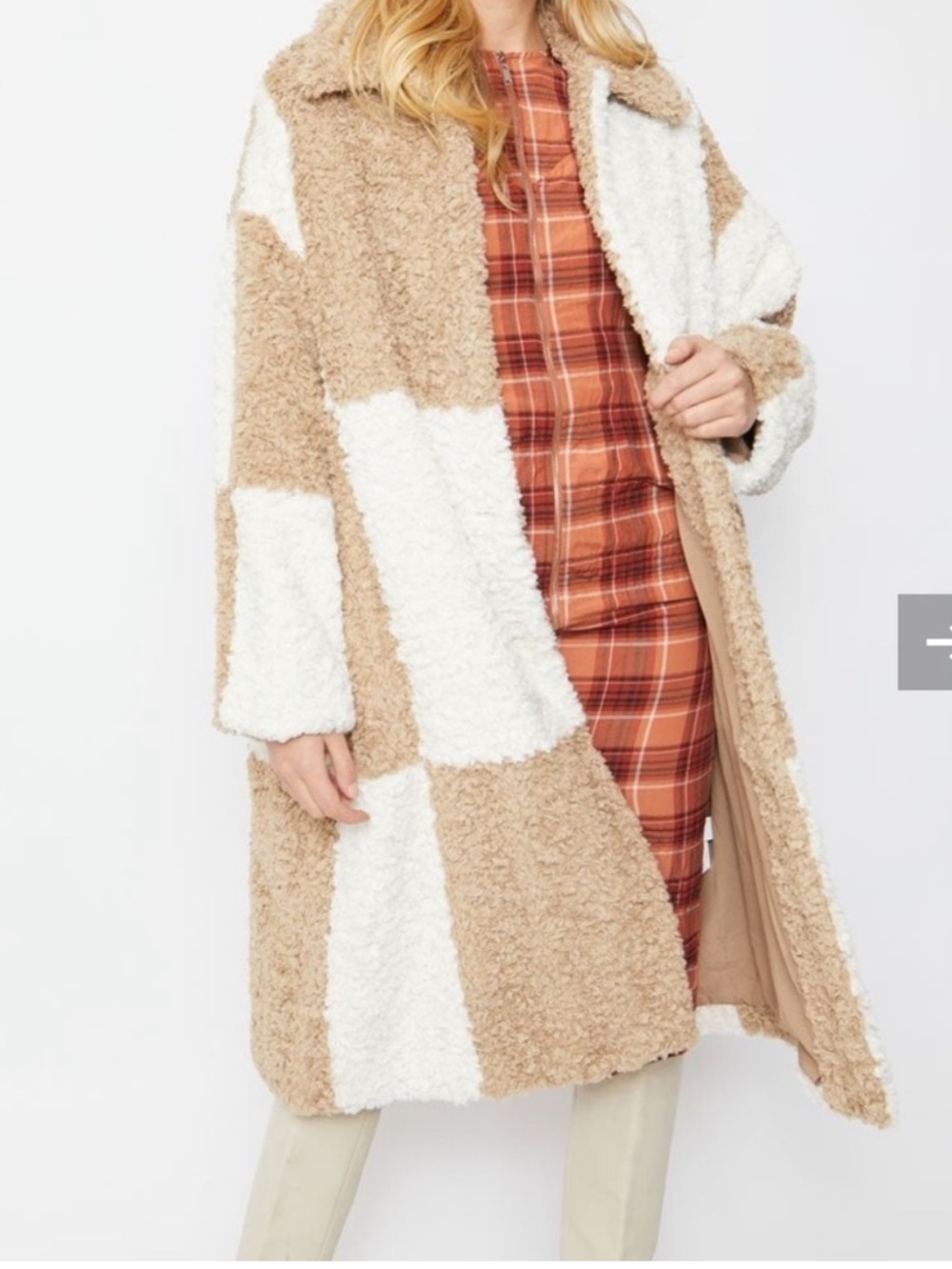 Jayley oversized teddy bear checkered coat